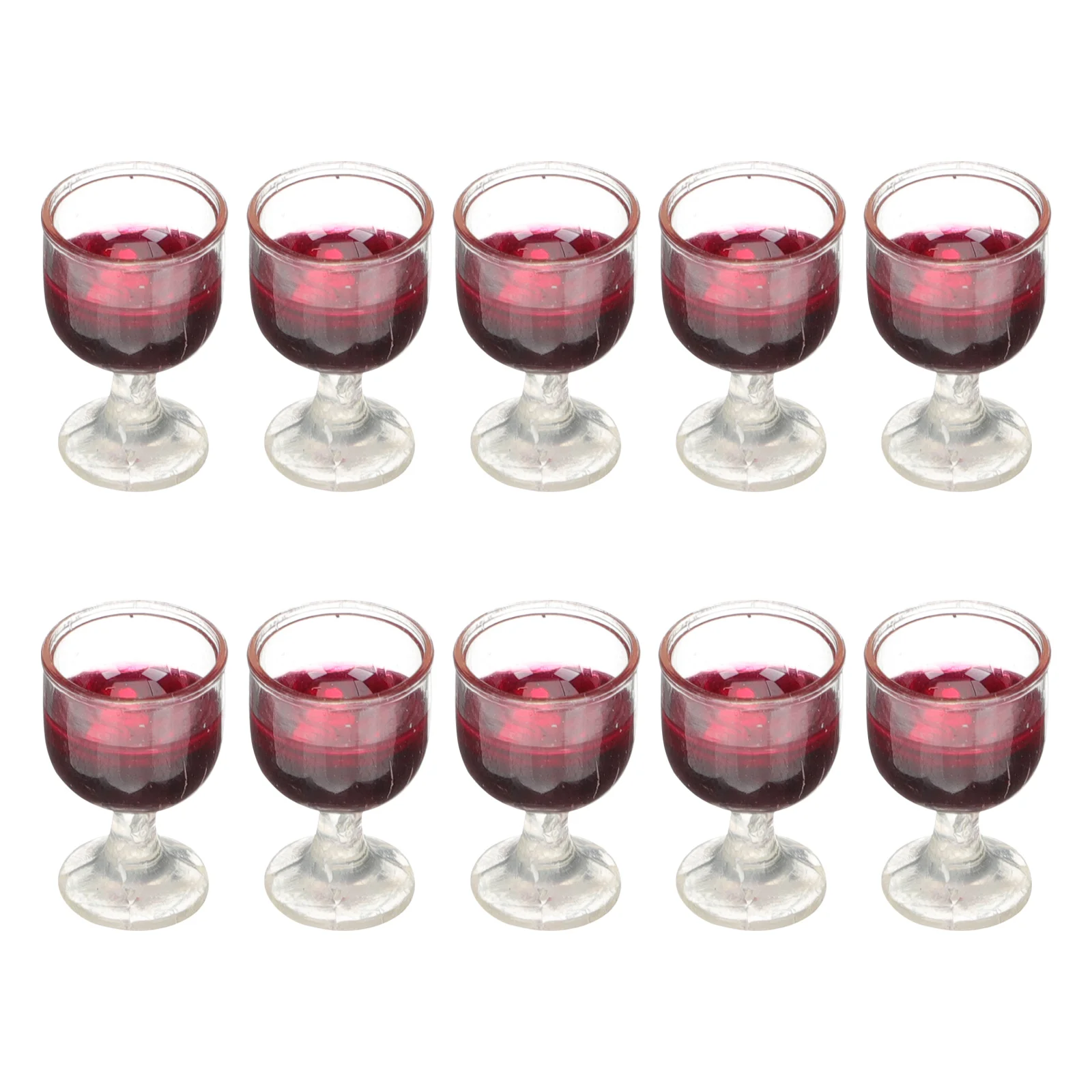 10 pezzi di vetro rosso per casa delle bambole in miniatura adornano micro oggetti di scena decorazione tazza da cocktail miniature in PVC Dolly