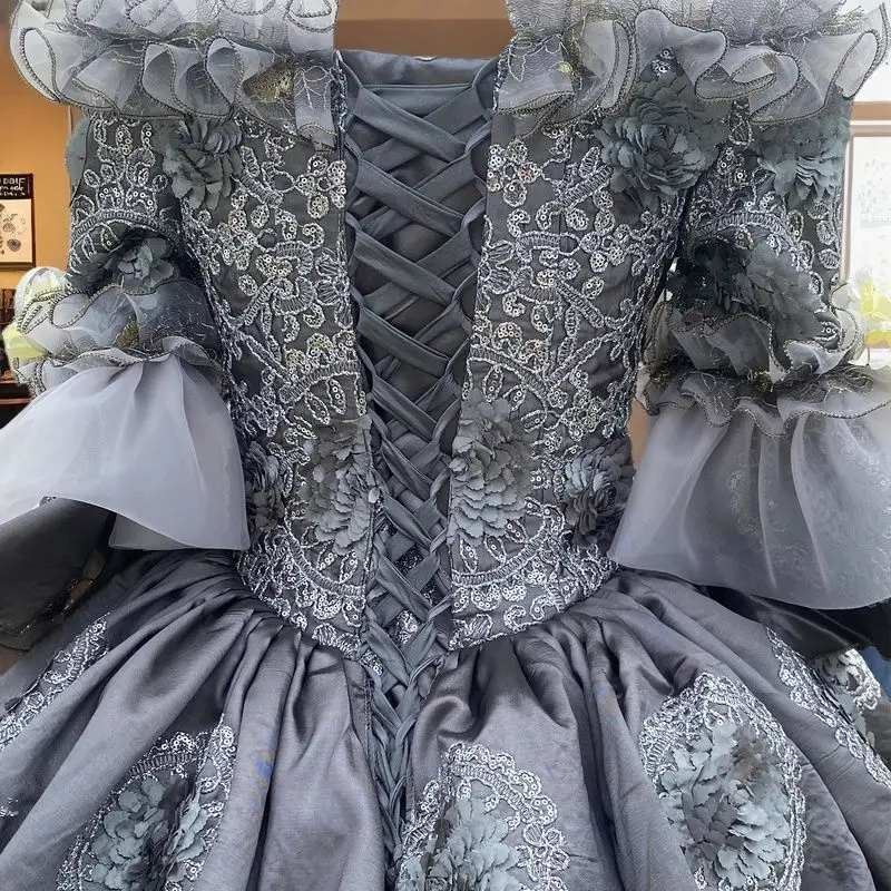 ไหล่สีเทาเจ้าหญิงรัสเซีย Court ชุด Heavy Industry Performance Stage ละครท่องเที่ยวการถ่ายภาพ Tea Party Vestido Gala Luxo