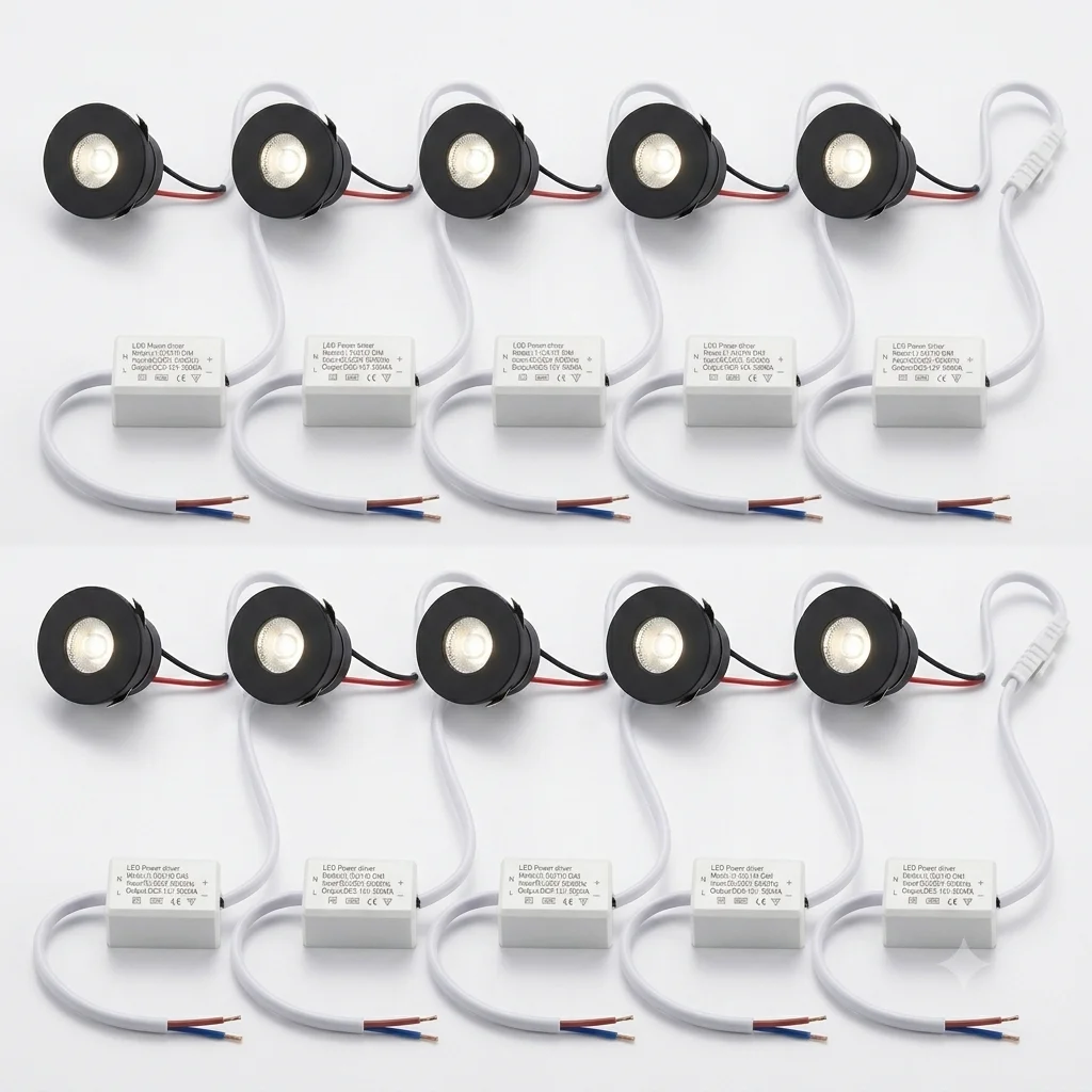JOYINLED 1W LED Mini Recessed Downlight Spotlight, 85-265V Indoor Lighting, Ceiling Down Light, 3000K Warm White Dimmable