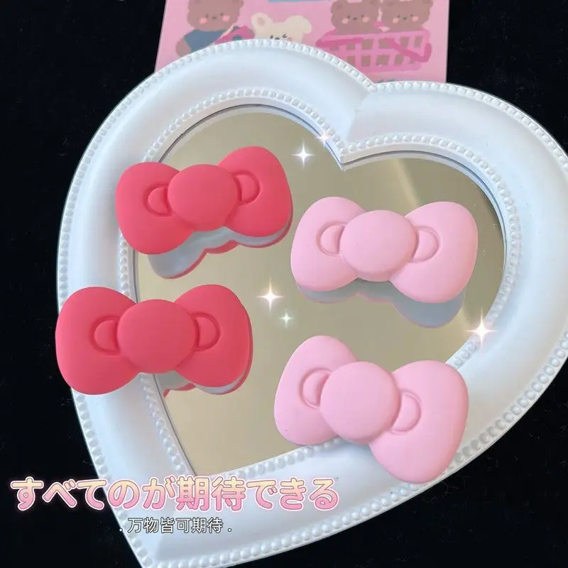 Cute Sanrio Hello Kitty Bow Frosted Hairpin Korean Ins Style Rose Pink Red Bangs Side Clip Female Ornament Accessory Girl Gift