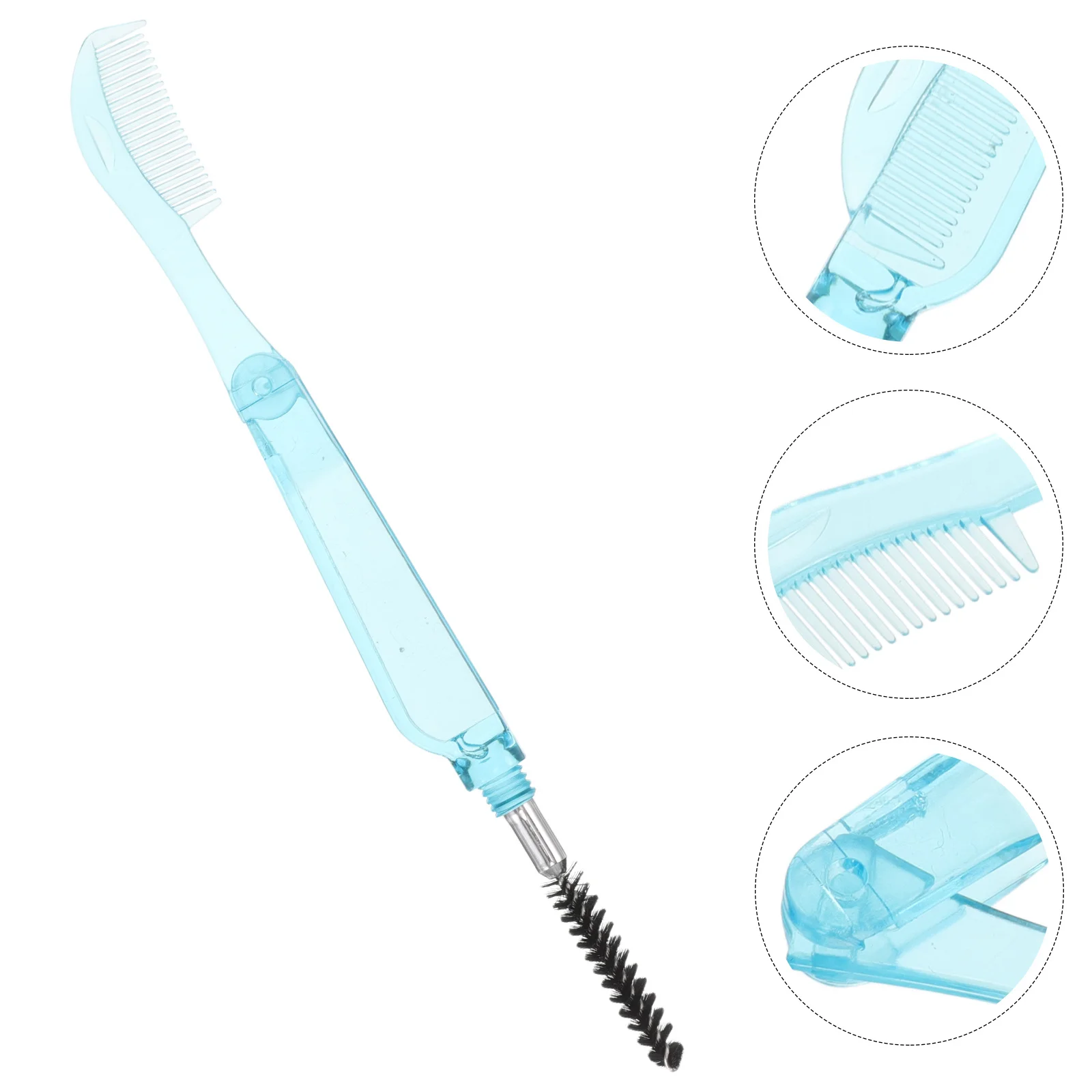 หวีแปรงปัดขนตาแบบพับได้ 2in1 หัวคู่ สีฟ้า แปรงแยกขนตา มาสคาร่า อุปกรณ์จัดแต่งทรงคิ้ว อุปกรณ์แต่งหน้า