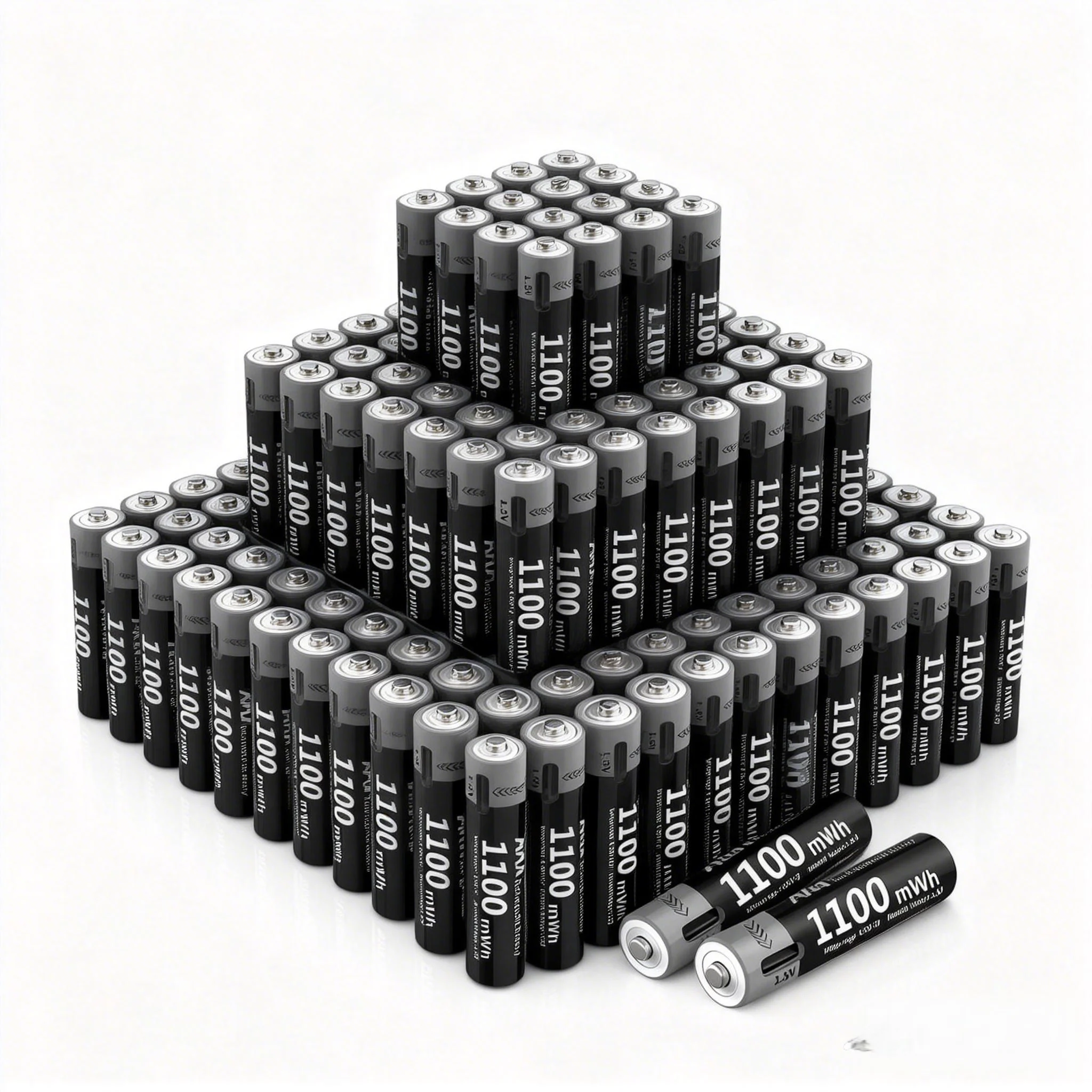 

2-100PCS 1.5V 1100mWh USB Rechargeable AAA Lithium Batteries with 2H Fast Charge 4-in-1 USB-C Cable for Toys Cameras Flashlights