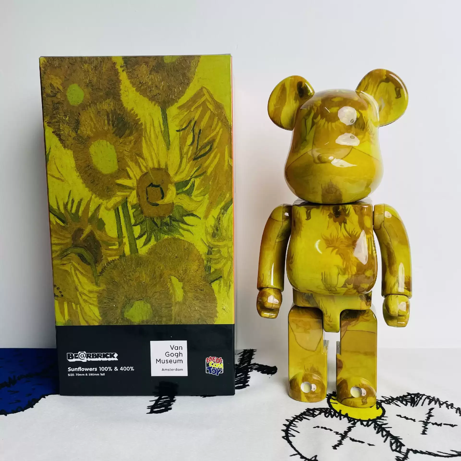 

Bearbrick 400%28cm Van Gogh sunflower Be@rbrick Gift joint sun flower rotation with sound desktop collection figure plastic bear