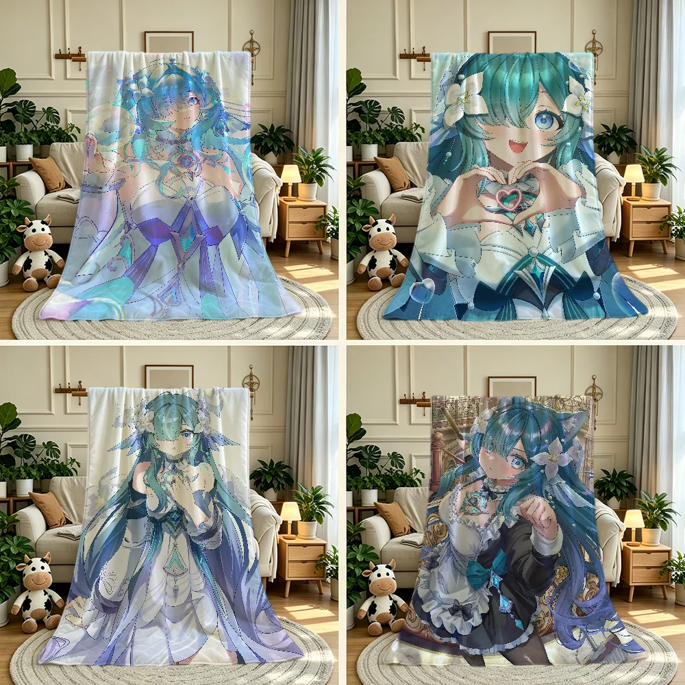 Genshin Impact Vodyanitsa Blanket For Couch Sofa Travel Home Hiking Picni Bed Beding Flannel Blanket Birthday Gift
