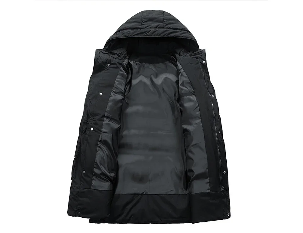 Men's Winter Hooded Puffer Parka Plus Size 7XL 8XL Thermal Warm Windbreaker Coat Mid-Long Heavyweight Casual Outdoor Jacket