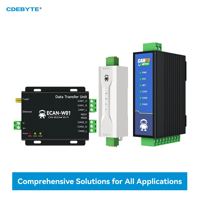 CAN(FD) Protocol Conversion Serial Server CAN to Serial/Ethernet/WIFI Dual Channel CDEBYTE ECAN Series Industrial Grade