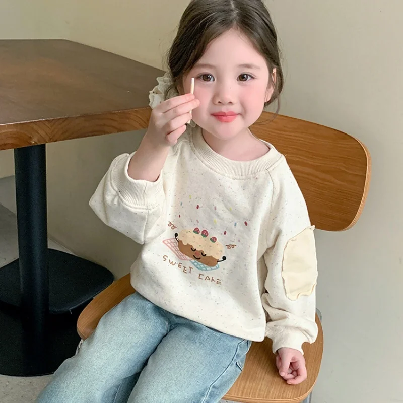 

Girls Autumn 2026 New Korean Cartoon Patch Sweet Cute Fashionable Versatile and Western Style Hoodie Daily Wear