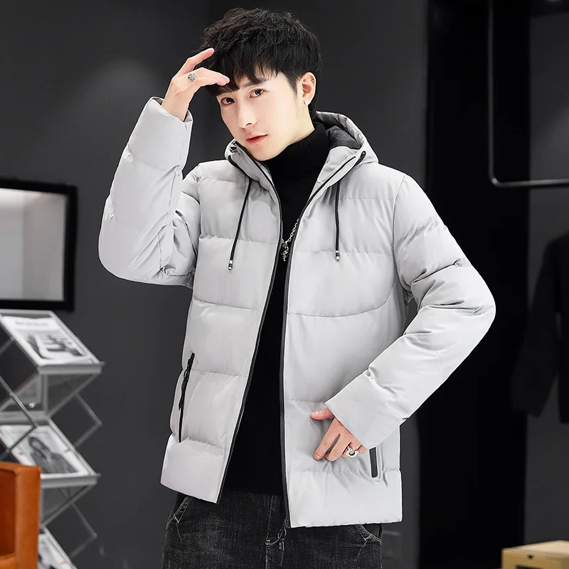 Printed Hooded Thick Down Cotton Coat For Men Autumn Winter Warm Cold Proof Fashion Versatile Casual Cotton Jacket Boys Daily