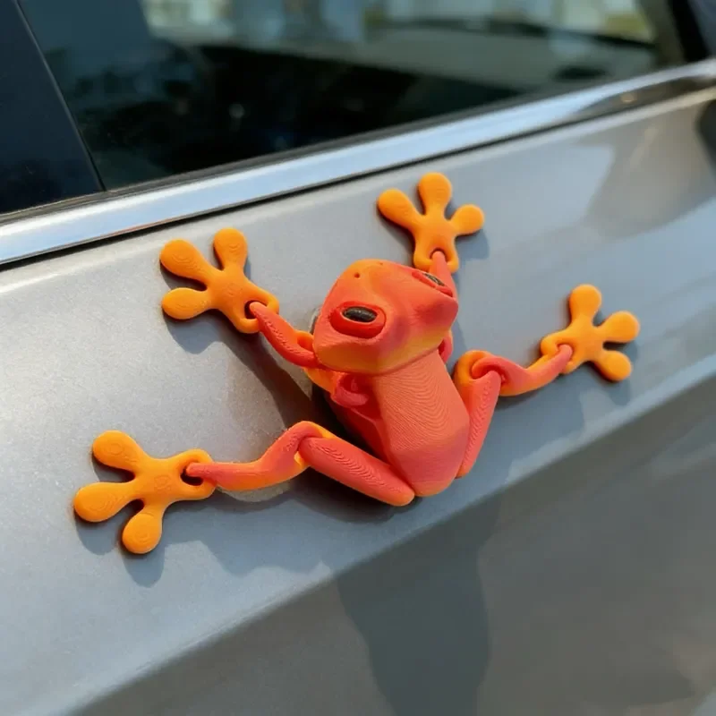 For 3D Printed Magnetic Frog Refrigerator Sticker Movable Joint Luminous Dragon Ornament Black Tech Home Decor Gift