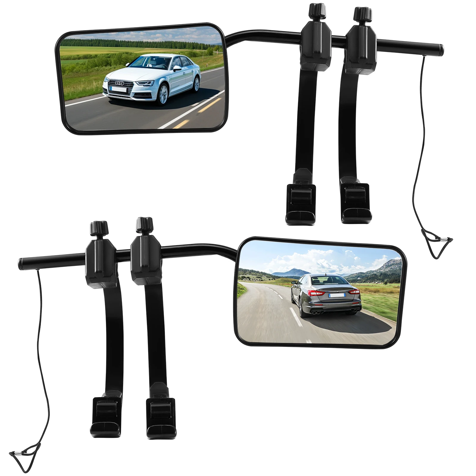 1 Pair Universal Caravan Trailer Car Towing Mirror Adjustable Tow Mirror Extension Strap Side Rear View Mirrors Towing Mirrors view 6