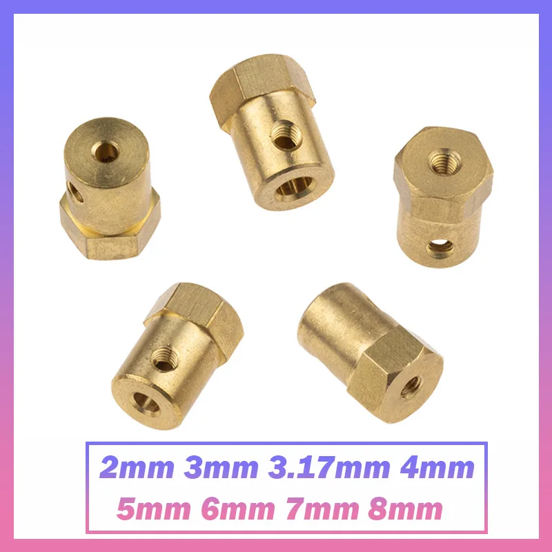 

5pcs 2/3.17/3/4/5/6/7/8mm Brass Hex Motor Drive Shaft Joint Transmission Coupling Coupler Connector For Rc