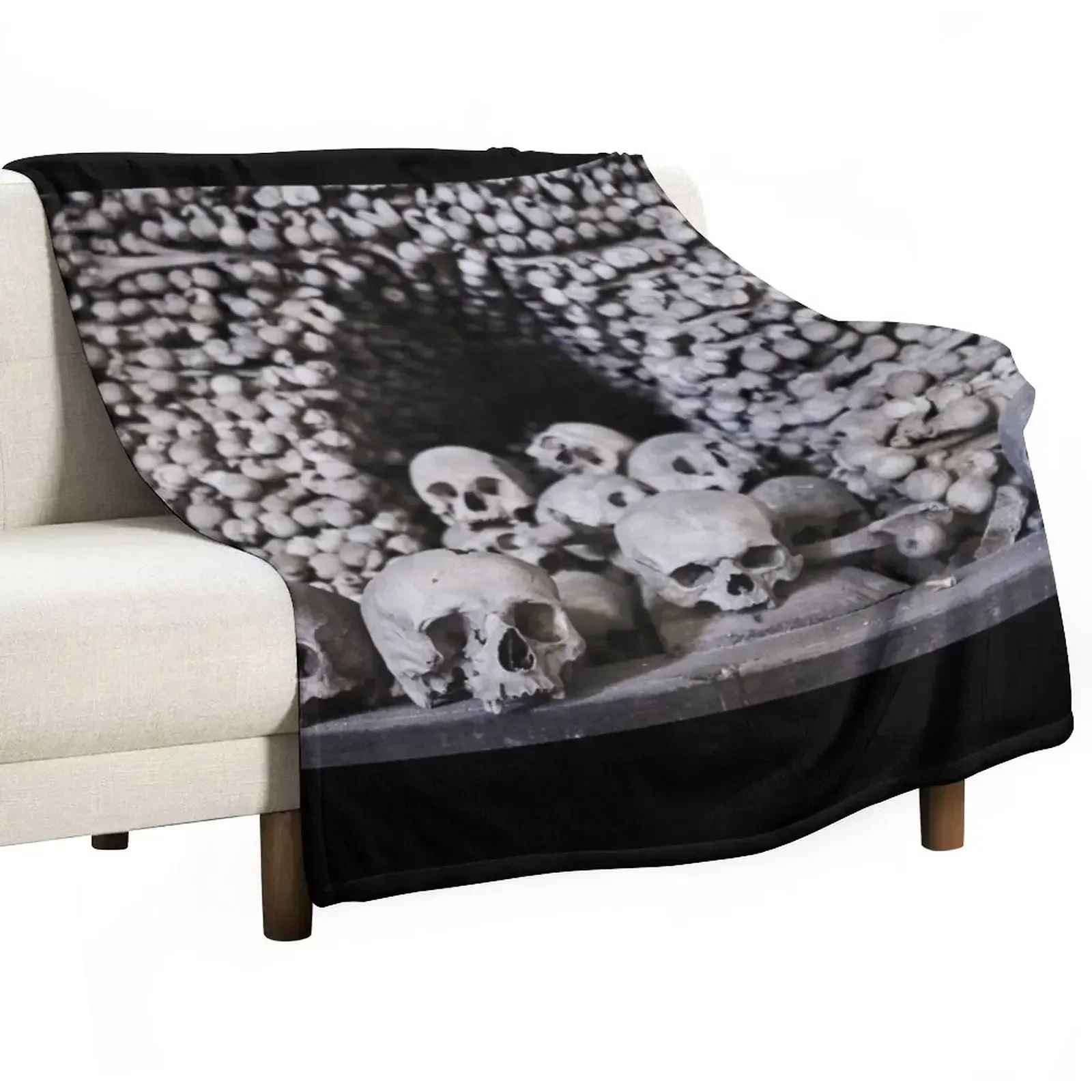 

Sedlec Ossuary Skulls Photo Art, Skull Bone Church Throw Blanket Bed Fashionable Sleeping Bag Blankets