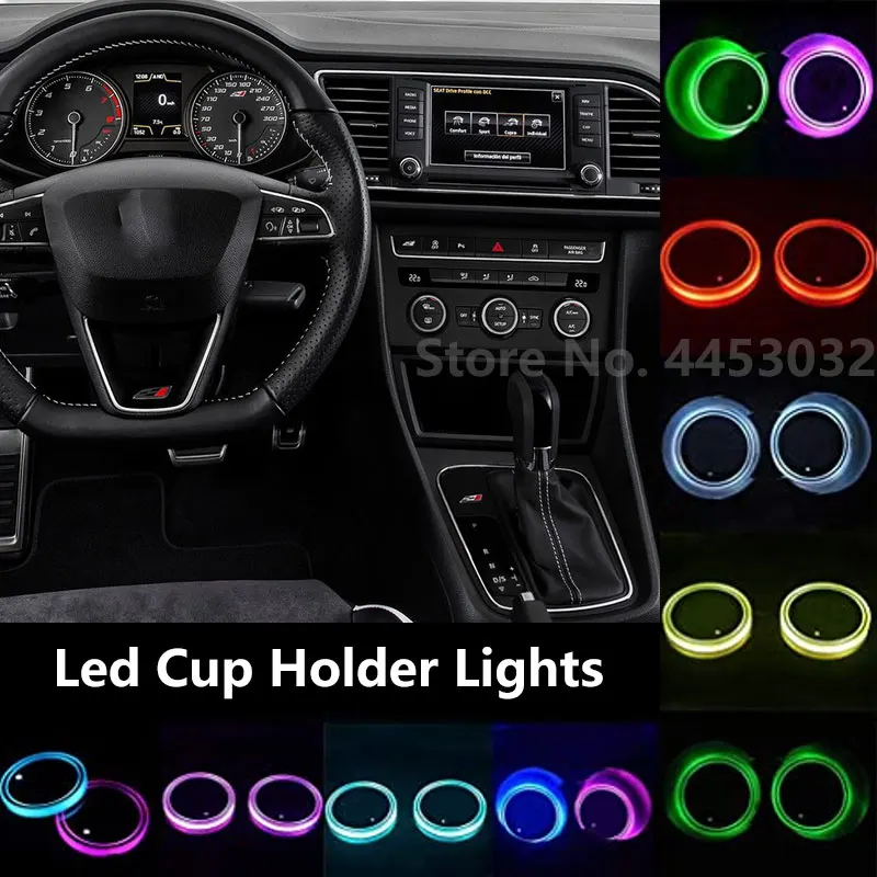 

Светодиодные подстаканники для SEAT Altea Toledo MK1 MK2 Ibiza Cupra Leon Cupra, декоративные лампы, 7 цветов, коврик для подставок