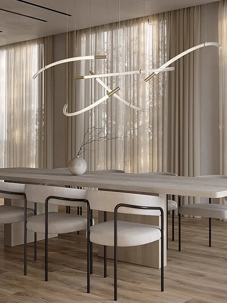 Einfache Kunst Arc Glas Streifen Wohnzimmer Lichter Hängen Lampe Italienische Minimal Design Decke Led Lange Bar Beleuchtung Dekor Kronleuchter