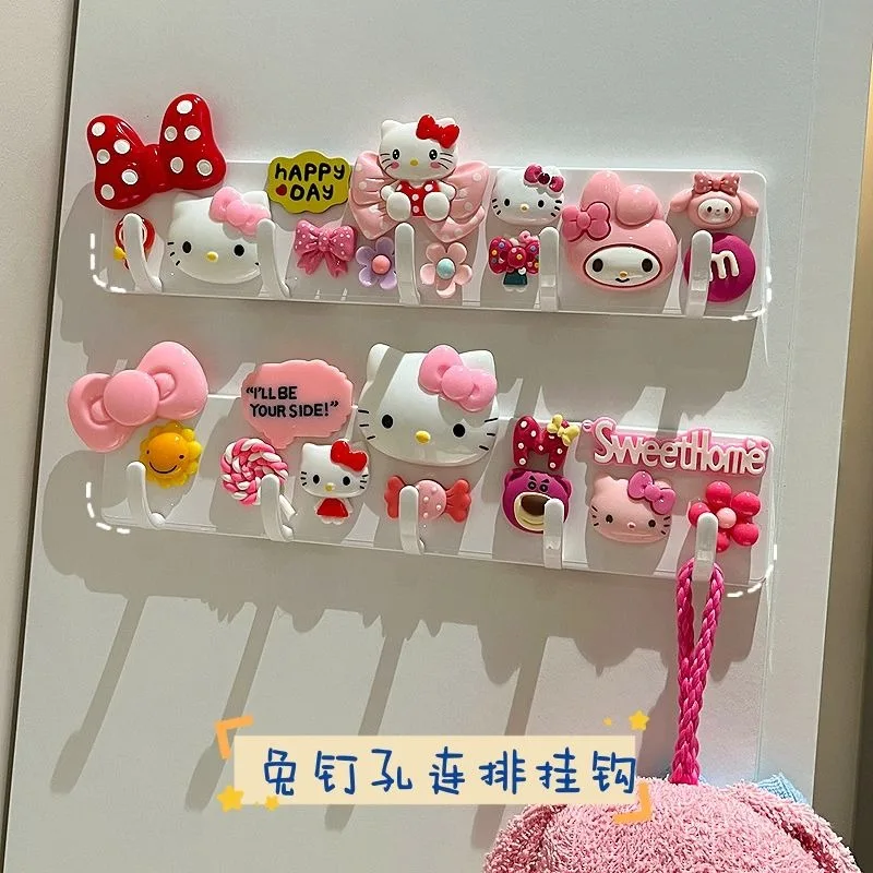 

Hello Kitty Anime Kawaii Sanrio Ins Non Trace Adhesive Bathroom Hook Cute Cartoon Y2k Fashion Clothes Sticky Hook Gifts Toys