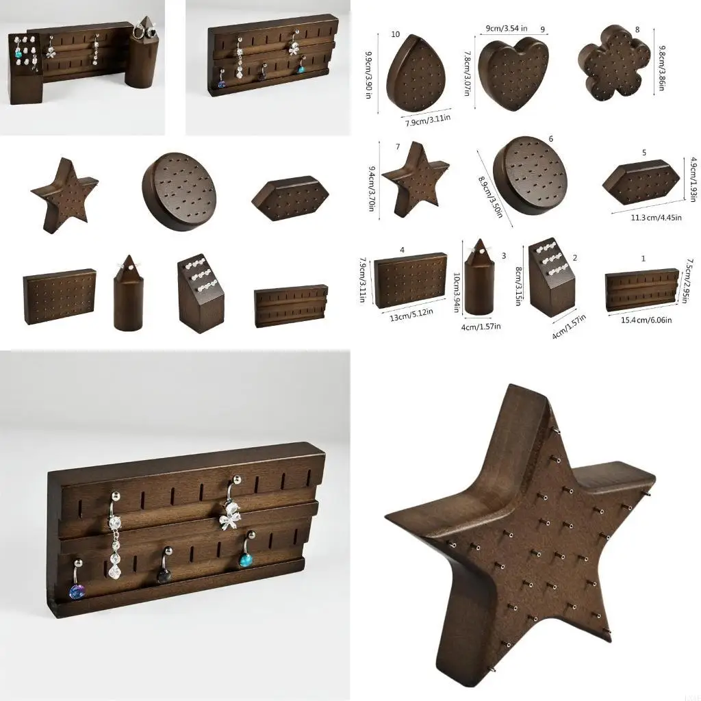 

Деревянный органайзер для ювелирных изделий, практичная стойка для демонстрации заклепок для ушей, колец для губ, стенд, для для