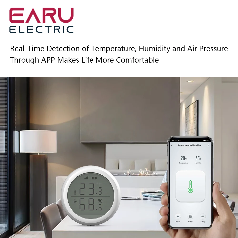 Tuya WiFi Zigbee Smart Temperature and Humidity Sensor Indoor Hygrometer Thermometer with LCD Display Support Alexa Google Home