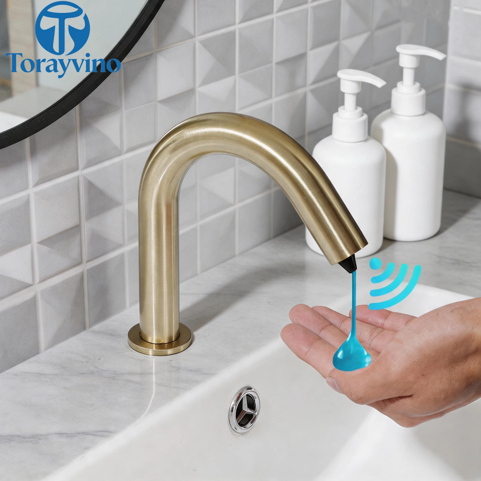 Torayvino Kitchen Bathroom Sensor Soap Dispenser 500ML Automatic Liquid Soap Lotion Dispenser Stainless Accessories Mixer