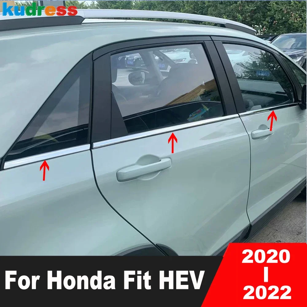 Bottom Window Frame Sill Trims For Honda Fit HEV 2020 2021 2022 Stainless Steel Car Windows Molding Garnish Strips Accessories