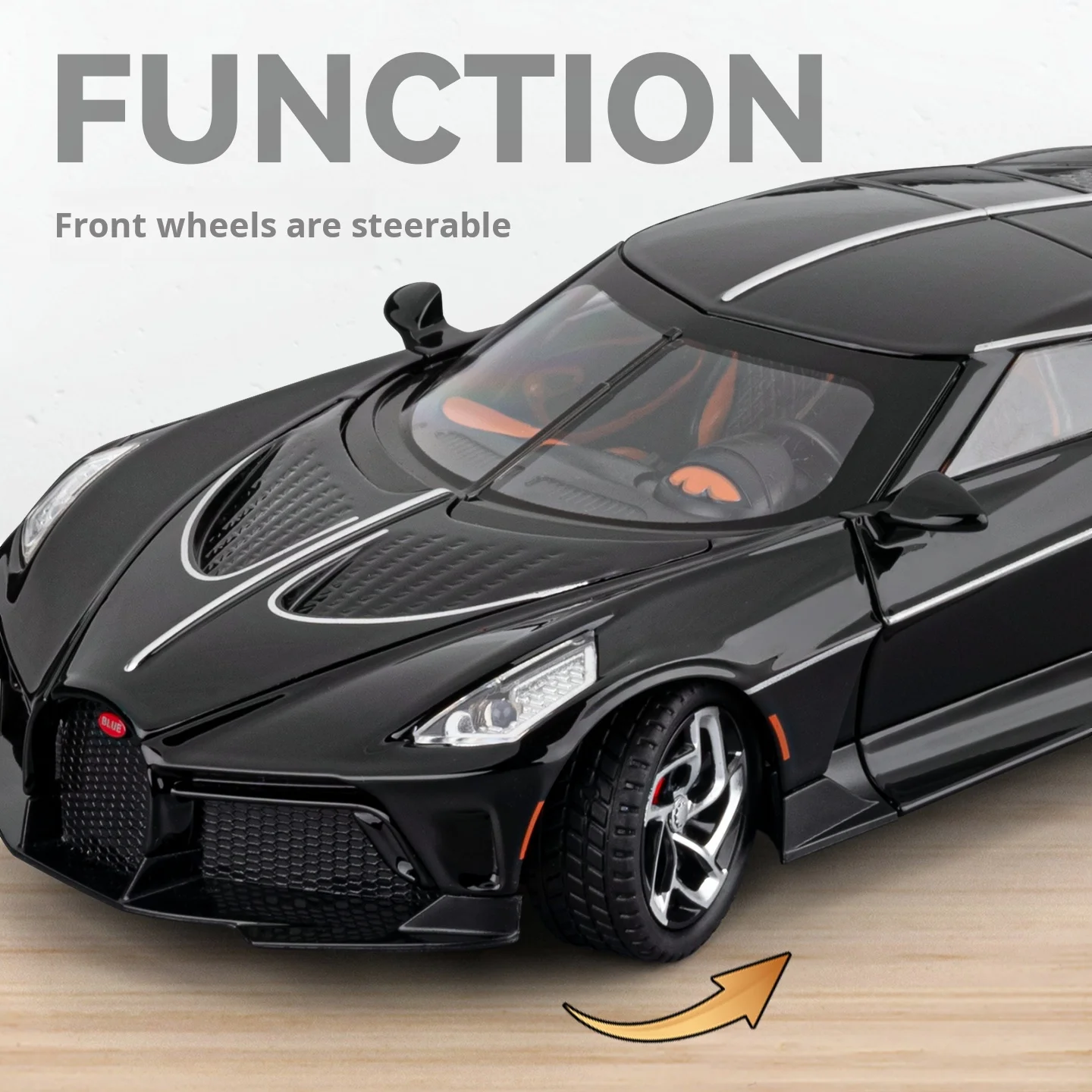 

1:24 Bugatti La Voiture Noire Exquisite Simulation Alloy Car Model Super Sports Car Desktop Ornament Toy Boys & Kids Pull Back