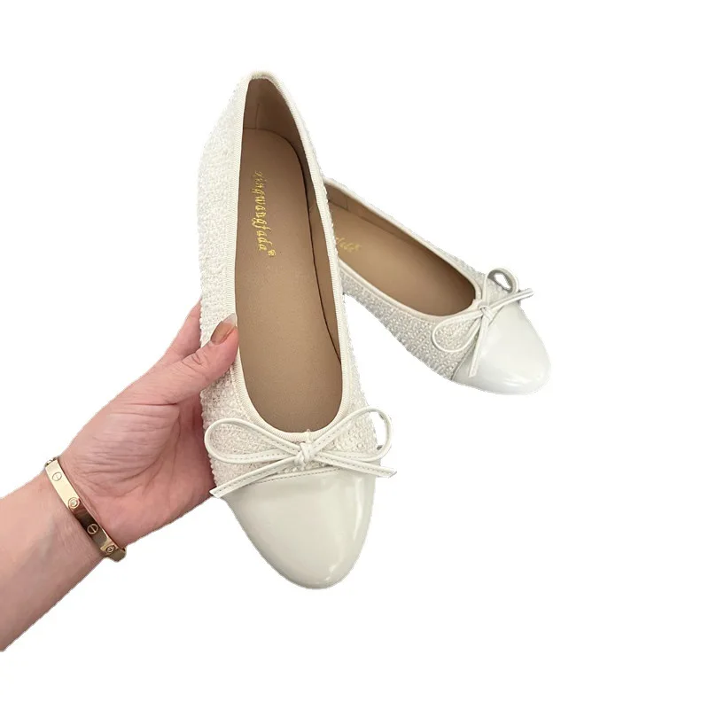 Bow-Knot Casual Woman Shoe Ballet Flats Female Footwear Round Toe Shallow Mouth Butterfly New Ballerinas Comfortable Dress PU La