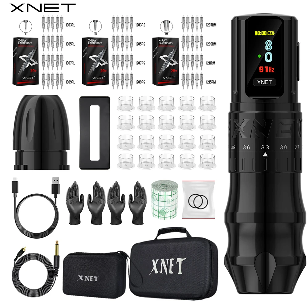 

XNET Bestia Wireless Tattoo Machine Pen Kit Coreless Motor Adjustable Stroke 2.4-4.2mm 2 60pc Mixed Tattoo Cartridge For Tattoo