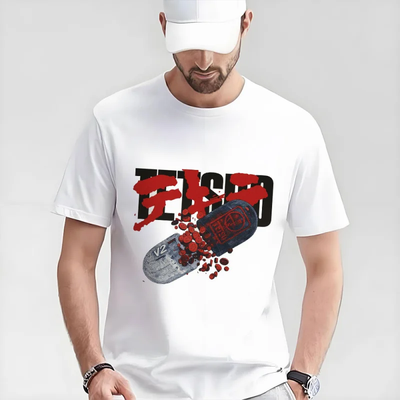 

0325 Otomo Akira Anime T Shirt Cyberpunk Manga City explosion Graphic clothes cyber mecha Neo-Tokyo Streetwear All size tops