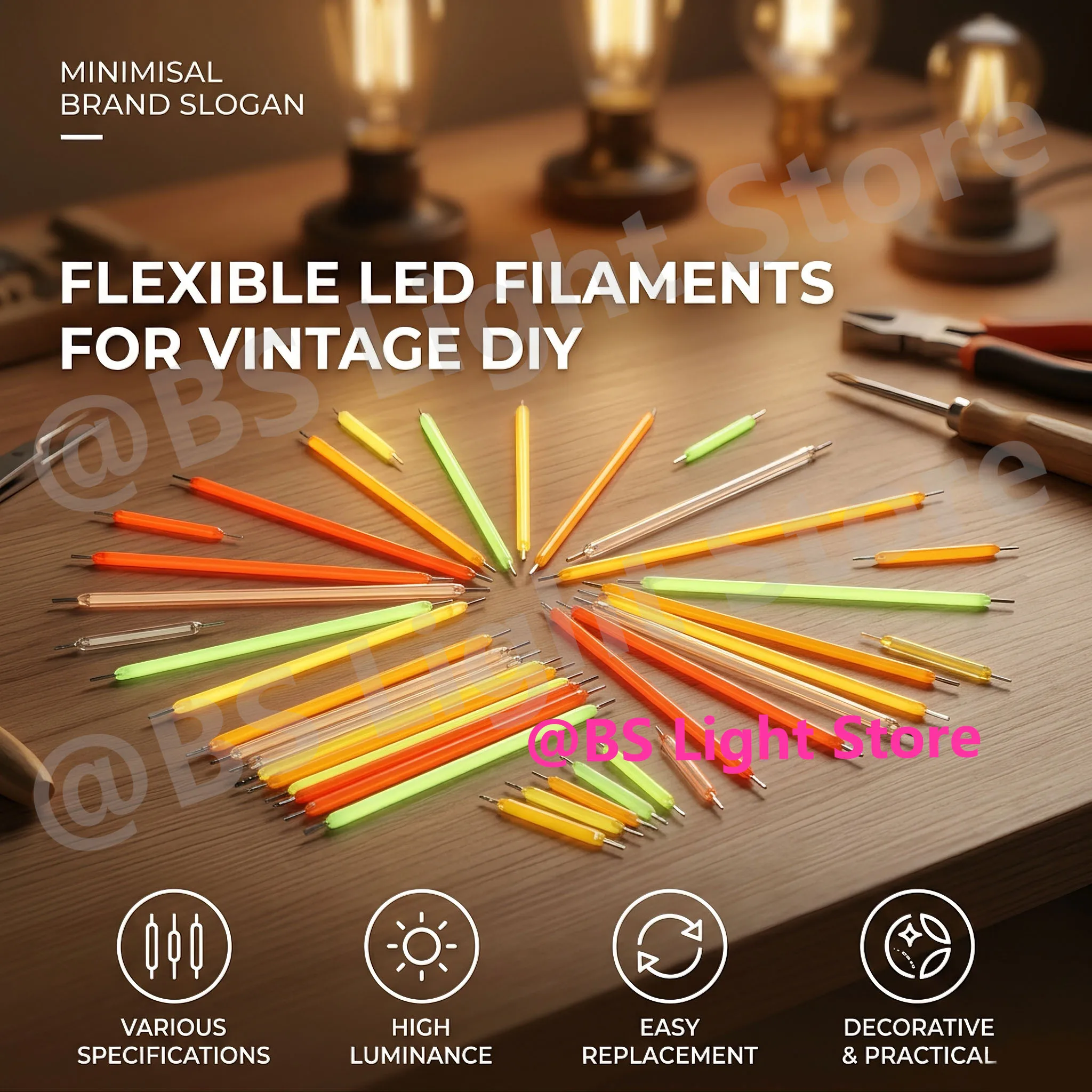 10Pcs LED Filament Edison Bulb Lamp Parts 3V Incandescent Light Diodes 26/29/38/58/68mm Multicolour Holiday Lighting Decoration