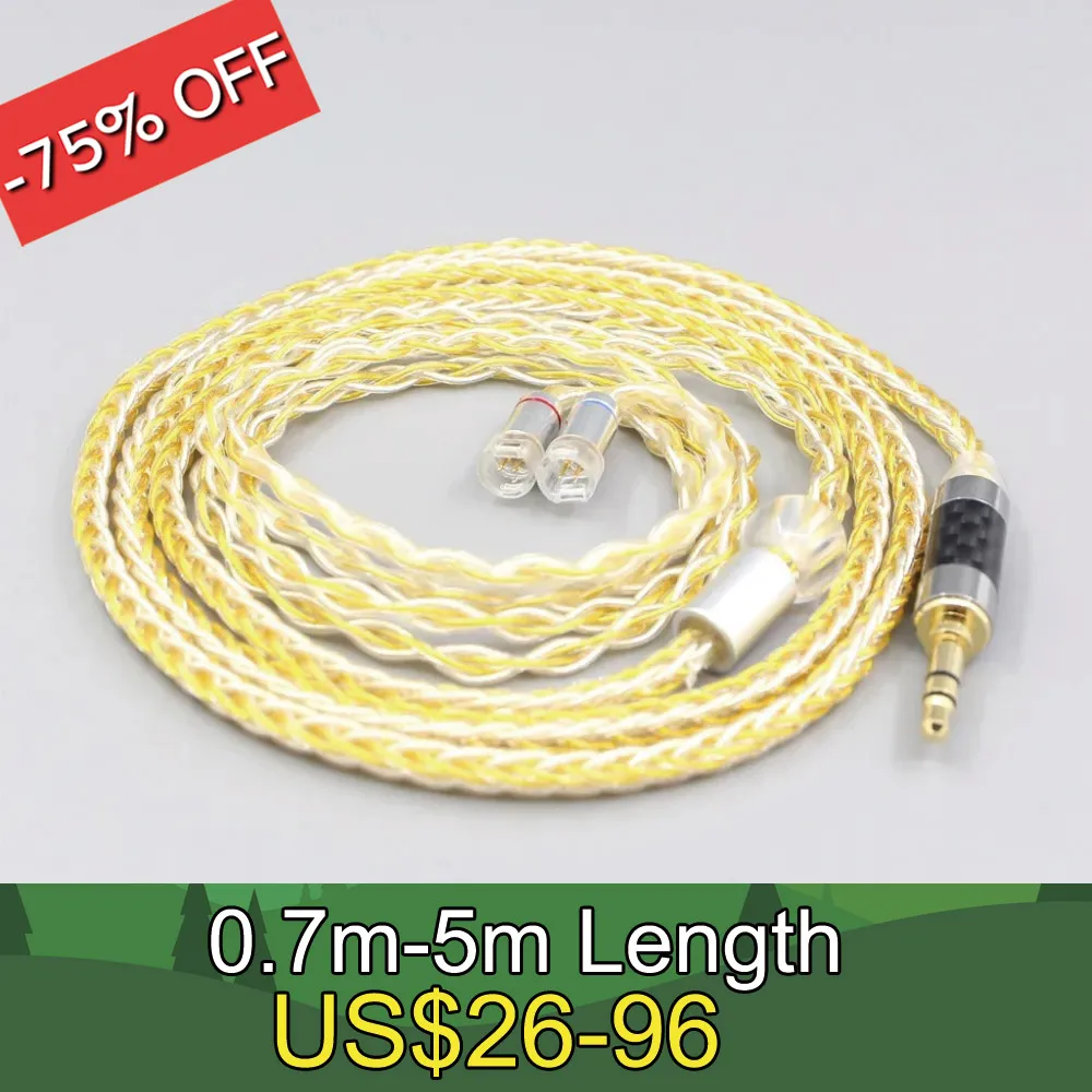 

8 Core OCC Silver Gold Plated Braided Earphone Cable For Sennheiser IE8 IE8i IE80 IE80s Metal Pin LN007293