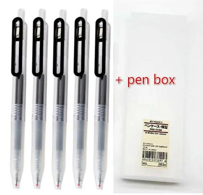 5Pcs/10Pcs MUJIs Style Gel Pen Refills 0.5mm Gel Ink Black/Blue/Red Press Pen Japanese Stationery Gel pen Ballpoint Pen Case