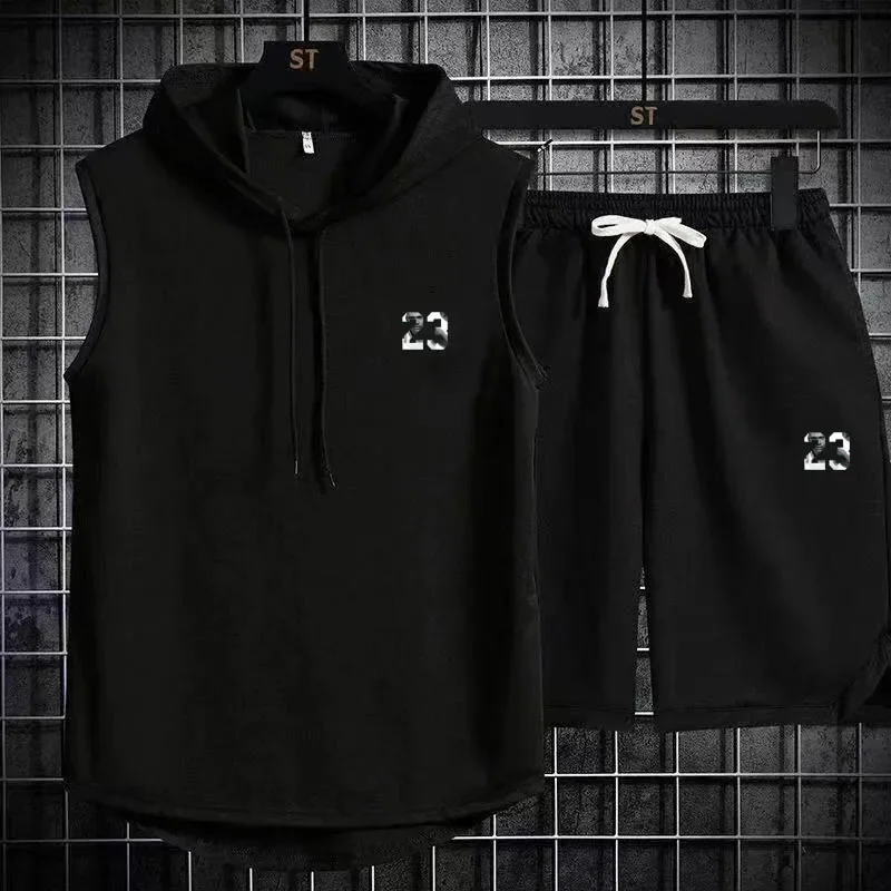 New Summer Men\'s Two Piece Set Casual T-Shirt and Shorts Set Men Women Sports Suit Fashion Short Sleeve Tracksuit Hooded T-shirt