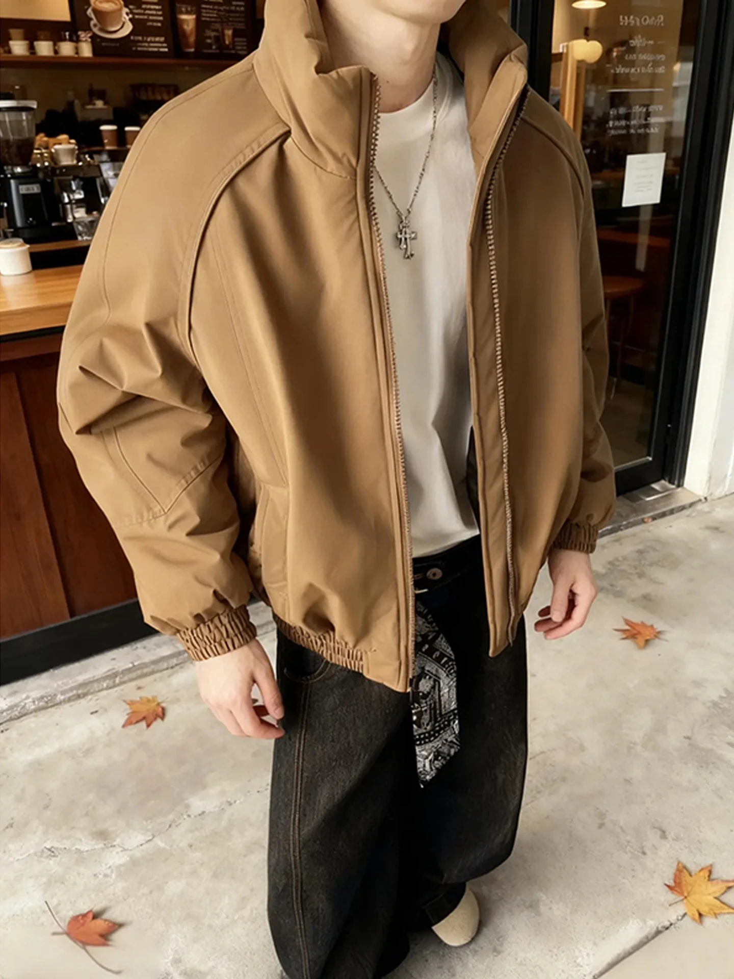 

Thiened Tee-Proof Stand Collar ort Workwear Jaet Men's Cotton Coat Winter Warmest Faion American Winter Outerwear