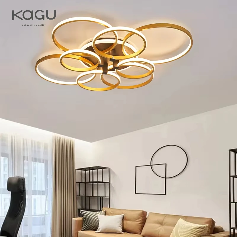 KAGU Smart Home Branched Aluminum Modern Led Ceiling Lights For Living Room Bedroom 85-265V Gold Rectangle Ceiling Lamp Fixtures