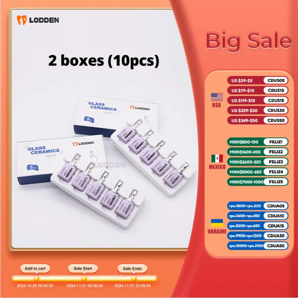 

2 Boxes Dental Lithium Disilicate C14 Glass Ceramic Blocks HT/ LT for Dental Lab CAD/CAM 18-15-13 Cube 10Pieces Lodden Materials