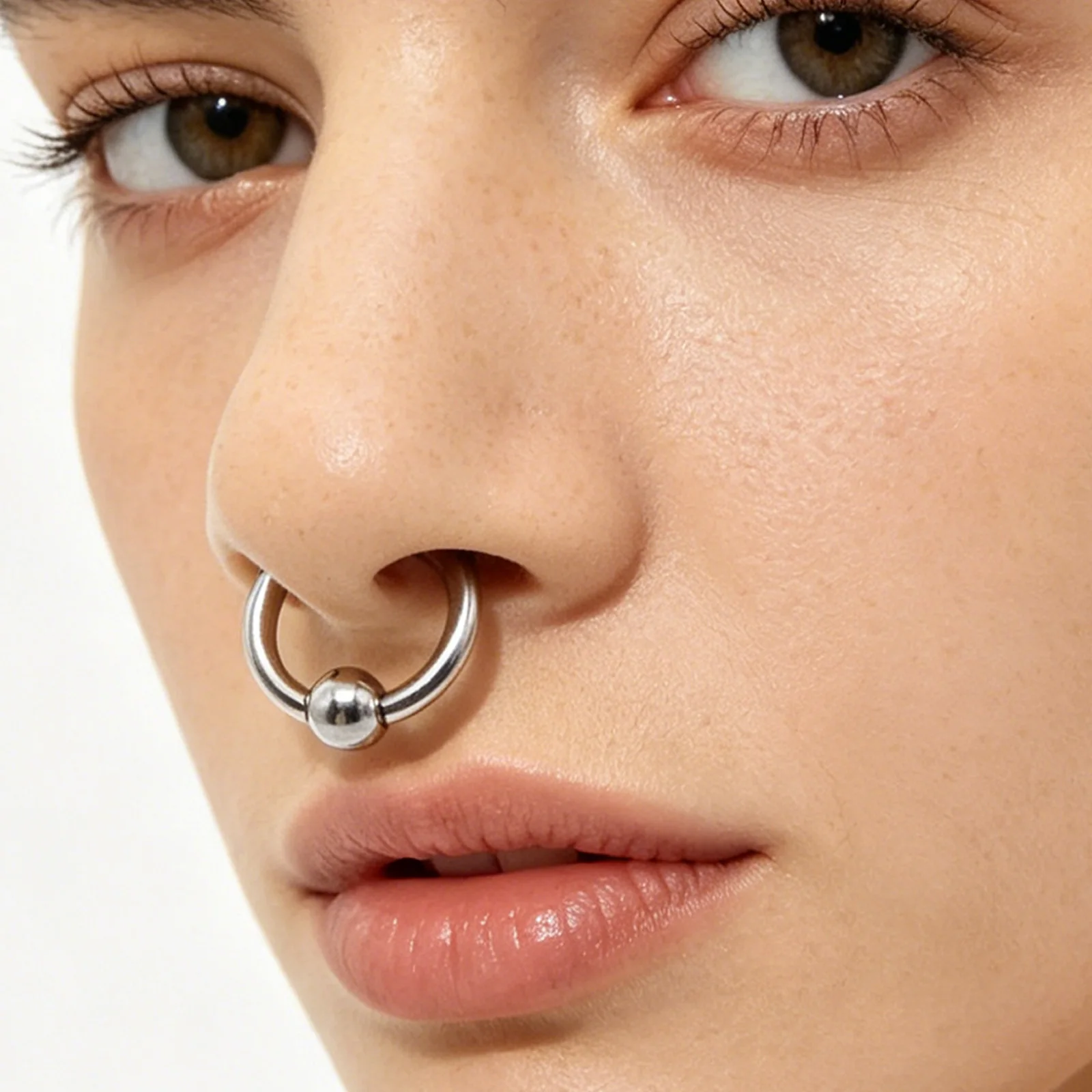 Captive Spring Bead Ring for Septum Piercing