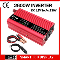 DC 12V To AC 220V 1500W/2000W/2600W/3000W Converter Adapter Modified Sine Wave Car Power Inverter With Dual USB Universal Socket