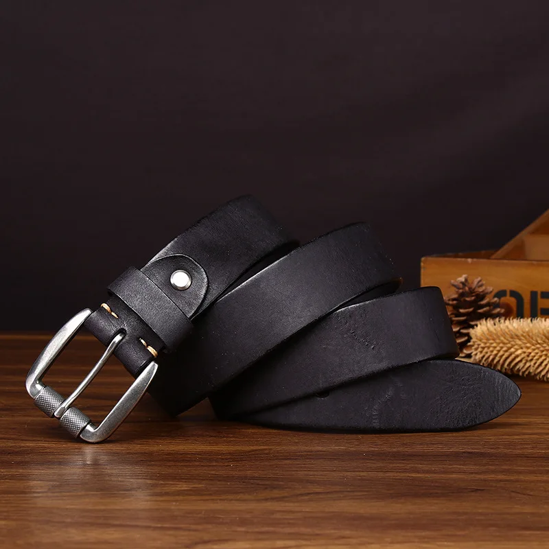 High Quality Belt Men's Genuine Leather Top Layer Pure Leather Pin Buckle Jeans Fashion Belts for Men Luxury Designer Brand