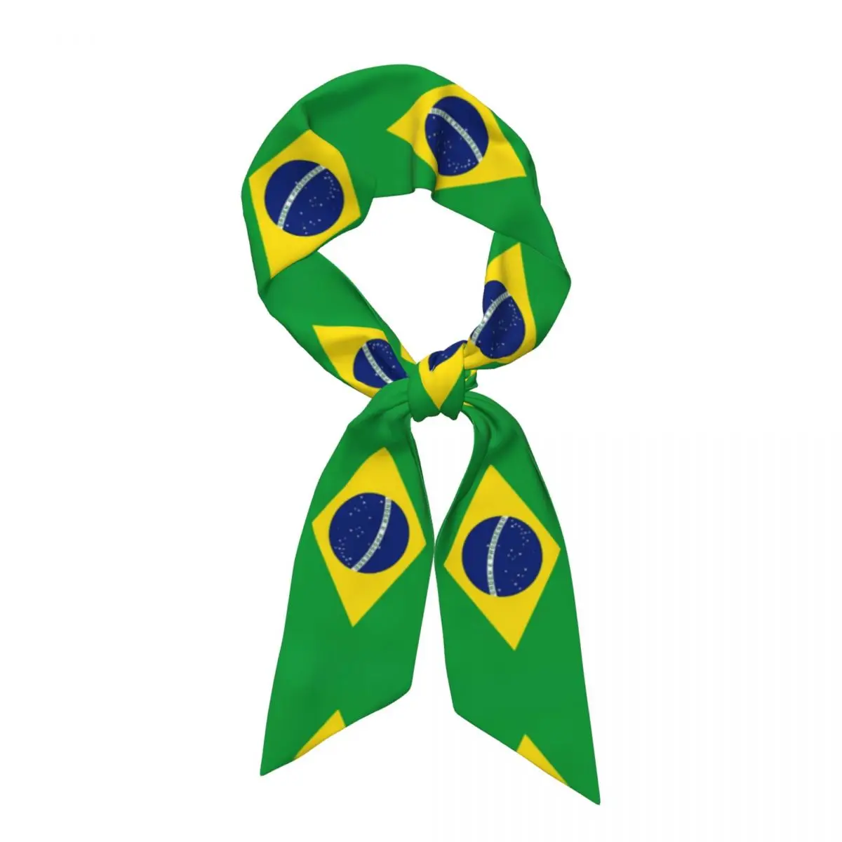 Brazil National Flag (9) Women Long Narrow Scarf Silky Skinny Scarf Multi-use Neck Head Wrap for Office Daily Party