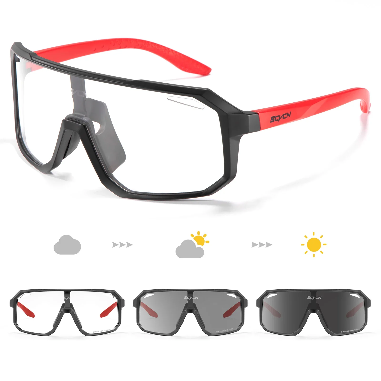 Scvcn Neue männer UV400 Photochrome Radfahren Sonnenbrille Frauen Sport Lauf Brillen für Männer Gläser Rennrad Fahrrad Brille