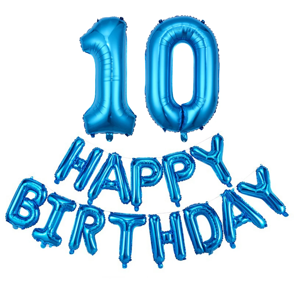 بالونات أزرق مقاس 32 بوصة رقم 1-30 من رقائق الألومنيوم ومجموعة بالونات حروف "عيد ميلاد سعيد" مقاس 16 بوصة لتزيين حفلات أعياد الميلاد