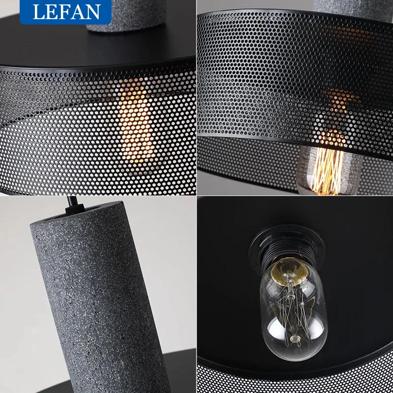 Morden E27 Led Loft Cement Pendant Lamps for Restaurant Aisle Wrought Iron Lampshade Vintage Suspension Chandeliers Lights