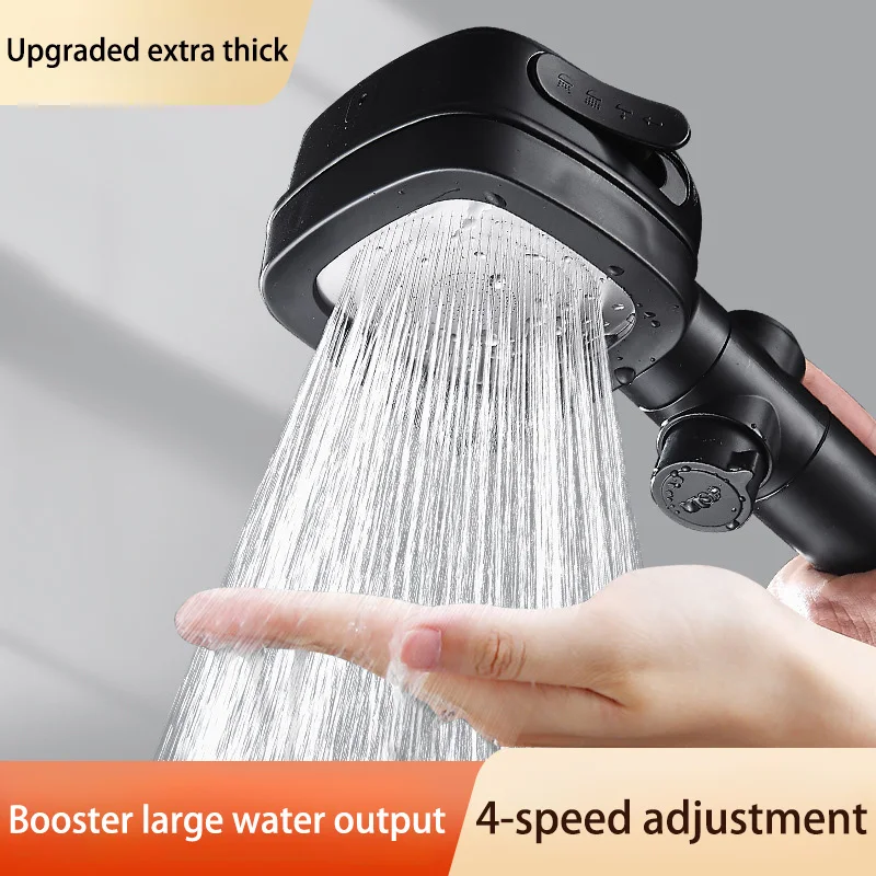 High Pressure Shower Head Water 4 Modes Saving Shower Heads Adjustable One-Key Stop Water Massage Sprayer Bathroom Accessories