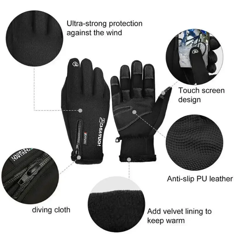 USB Electric Heated Cycling Gloves Winter Warm Men Womens Non-Slip Touch Screen Bike Gloves Windproof Motorcycle Ski Glove