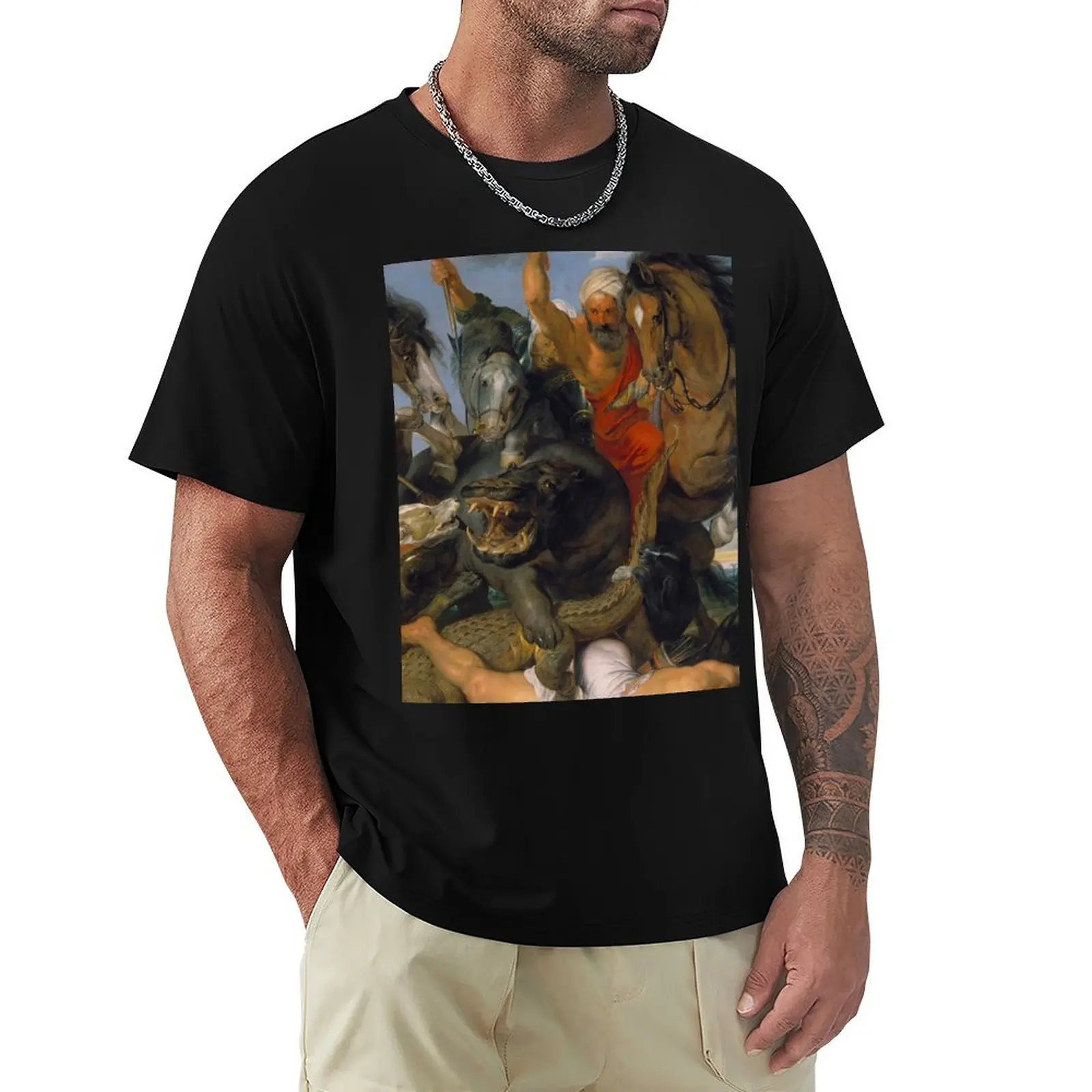 

Hippopotamus and Crocodile Hunt - Peter Paul Rubens T-Shirt essential t shirt blanks t shirts men