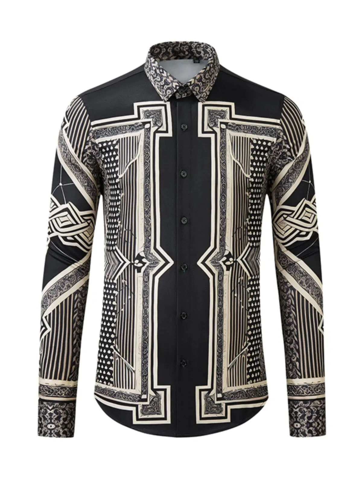 

European-style court-striped shirt - Luxurious and smooth silky fabric business party high-end garment