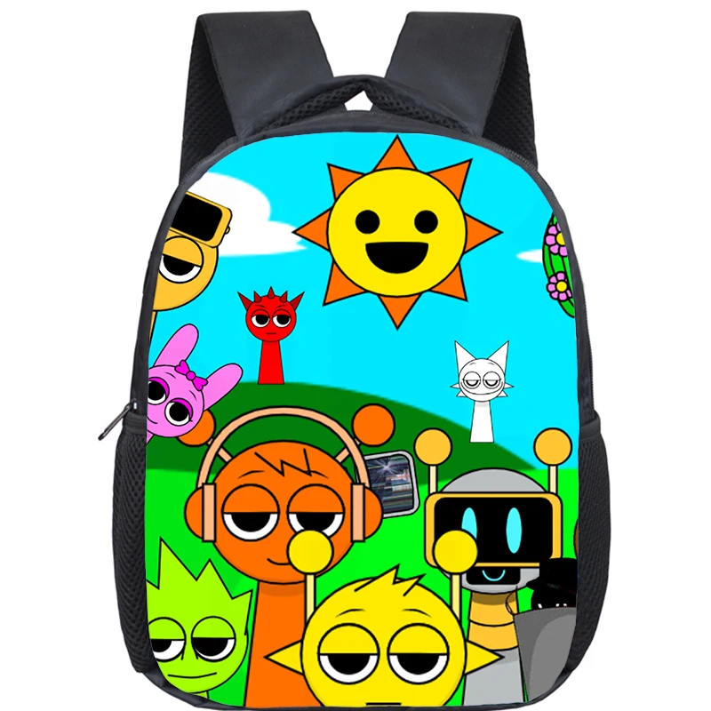 Mochila de dibujos animados Sprunki de 12 pulgadas, mochilas escolares para niño y niña, juego Incredibox, mochila escolar para guardería, mochilas ortopédicas para niños de 4 a 13 años