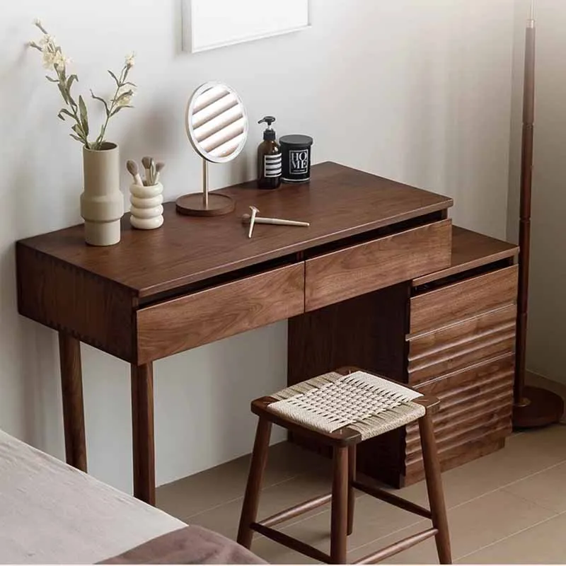 

Nordic Women Box Dresser Eithe Stool Brown Wood Modern Hotel Storage Dressing Table Mirror Luxury Comoda Pra Quarto Furniture