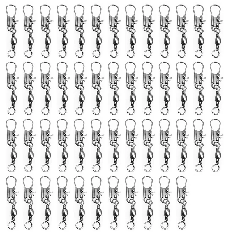 50pcs Stainless steel swivels interlock snap fishing lure Connector accessories