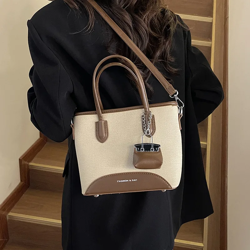 2025 Summer Canvas Bucket Bag, Minimalist Shoulder Purse for Women, Casual Commuter Crossbody, Versatile Day-to-Night Tote