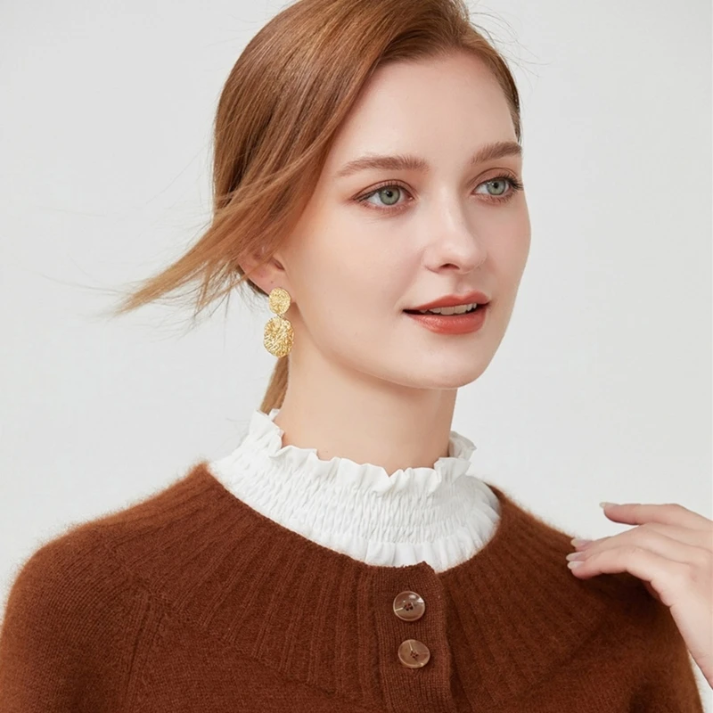 

Elegant Ruffled Trim False Collar Girl Dress Sweater Decors Versatilely Collar